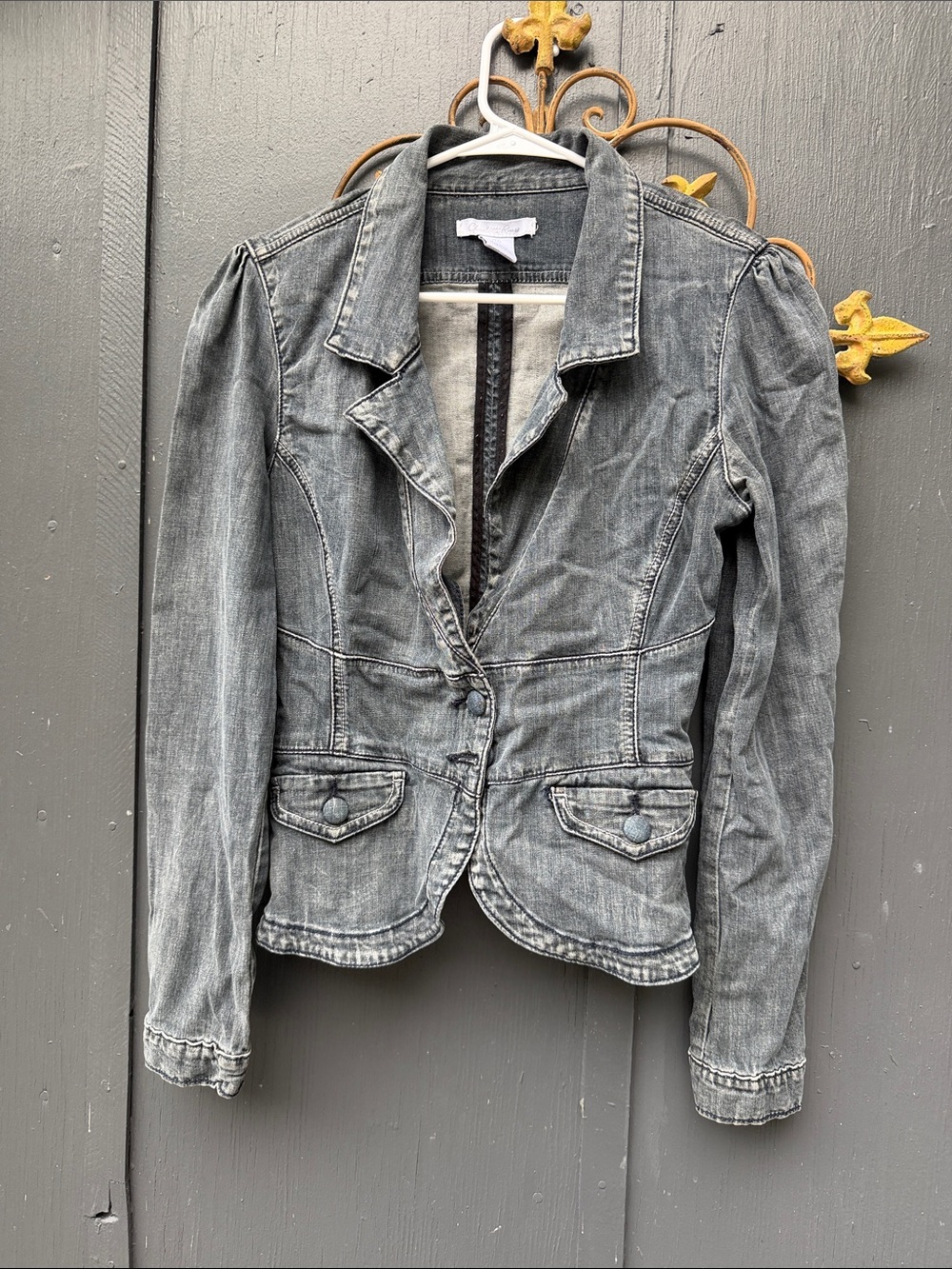 Charlotte Russe Faded Gray Denim Blazer Jacket